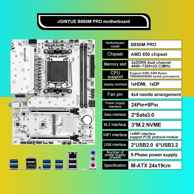 JGINYUE B850M PRO Motherboard  - Am5 Micro Atx Pcie 5.0 Motherboard 评论和价格